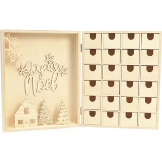 Graine Creative Holz Adventskalender Weihnachten 24 Schubladen 3D Figuren
