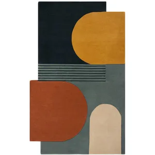 Wollteppich , Multicolor , Textil , Abstraktes , rechteckig , 120x180 cm , Reach, AZO-frei, Handmade in India , für Fußbodenheizung geeignet, pflegeleicht , Teppiche und Böden, Teppiche, Schafwollteppiche