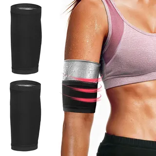 Angelkiss Sauna Arm Shaper Elastische Arm Kompression 2 Stück Arm Former Trimmer Slimming Abnehmen Arm Ärmel Sauna-Arm-Shaper Für Damen Herren Arme Gürtel Sport Fitness Ärmel (XXL/3XL Schwarz, Silber)