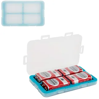 JJC Hartplastik-Aufbewahrungsbox mit 4 Steckplätzen für 9-V-Batterien, modern, blau, Polypropylen, Silikon
