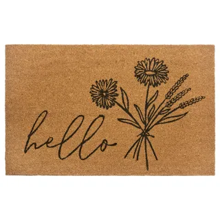 HANSE HOME Fußmatte »Hello & Flowers, Türmatte« rechteckig 15 mm Höhe Kokos, Schmutzfangmatte, Outdoor, Rutschfest, Innen, Kokosmatte, Flur, braun