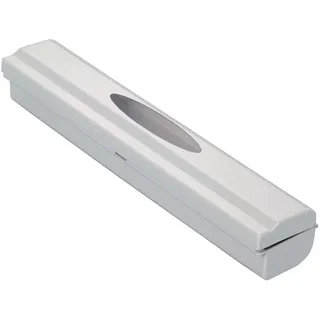Folienspender WENKO "Modell Perfect-Cutter", grau (hellgrau), B:38cm H:5,2cm T:6,7cm, Edelstahl, Kunststoff, Küchenrollenhalter, Folienspender, für Folienrollen bis 33 cm Breite, für Alufolien und Frischhaltefolien