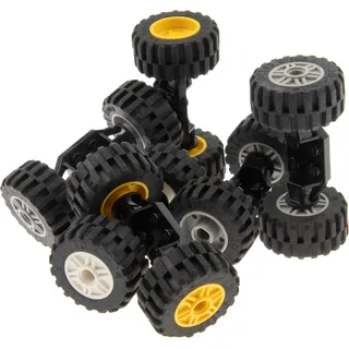 6x Lego Achse 2x6 Rad 30.4x14 Farben Felgen zufällig gemischt 30285 55981 47720 - Gelb, Grau, Schwarz, Weiß