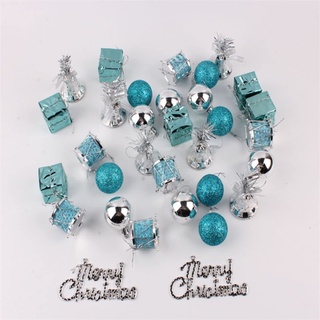 Amacoam 32 StüCk Weihnachtskugeln Kunststoff Mini Weihnachtskugeln Weihnachtsbaumschmuck Klingelglocken Trommel Schleife AnhäNger Baumkugeln Weihnachtsbaum Deko Weihnachtsdeko(Blau Silber)