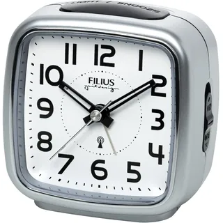 Funkwecker FILIUS ZEITDESIGN, silber (silberfarben), Wecker, Funkwecker, Schlafzimmer, Wecker, Beleuchtung, schleichende Sekunde, Snooze