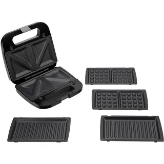 JATA JESW2010 Sandwichtoaster, 3-in-1, Grill, Sandwichtoaster und Waffeleisen, abnehmbare und austauschbare Antihaft-Platten, 750 W, schnelles und gleichmäßiges Toasten, vertikale Aufbewahrung