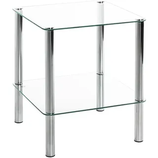 Haku-Möbel Beistelltisch Chrom Metall Glas quadratisch 39x47x39 cm