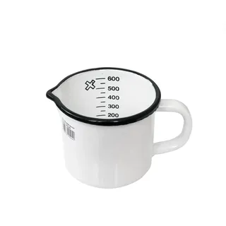Karl Krüger 4101 Milchtopf, Stahl, 10cm, Weiß | PFAS-frei | Literskala | Vollkontaktboden | Spülmaschinengeeignet | Schnitt- & kratzfeste Emaille