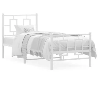 vidaXL Bettgestell mit Kopf- und Fußteil Metall Weiß 80x200 cm - Weiß