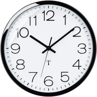 Epochic Funkuhr Wanduhr Ohne Tickgeräusche Lautlos 30cm Groß Moderne Wanduhr Funk Batteriebetrieben Einfach zu Lesen für Zimmer Zuhause Küche Schlafzimmer Büro (Schwarz)