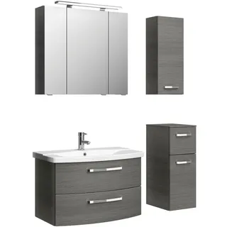 Saphir »Serie 4010 4-teilig Keramik-Waschtisch mit LED-Spiegelschrank«, (Set), Badezimmer Set mit Unterschrank, Hängeschrank, inkl. Türdämpfer