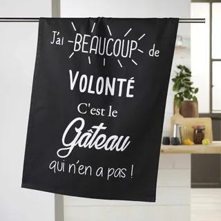 Douceur d'Intérieur, Geschirrtuch (50 x 70 cm) Gourmandise Schwarz, Baumwolle, Bedruckt