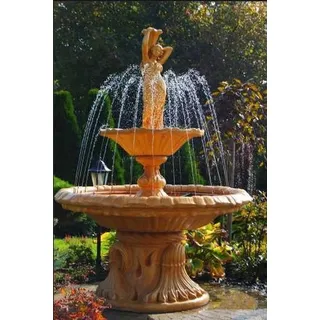 Springbrunnen Garten Teich Brunnen 215cm Steinbrunnen Gartenbrunnen Fontaine Neu - Weiß