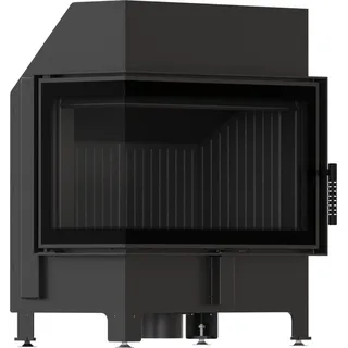 Kamineinsatz KRATKI ZIBI ECO 9,9 kW Ø 180 Eck links, schwarze Verkleidung - Schwarz