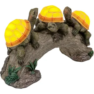 TERESA'S COLLECTIONS Gartenfiguren für Außen Schildkröten Gartendeko Solar Gartenleuchte für Draußen Harz LED Solarleuchte Wasserfest Schildkröte Garten Figuren für Rasen Balkon Terrasse Hof 12cm