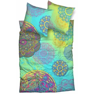 Casatex Eivissa Ornament blau/gelb 155 x 220 cm + 80 x 80 cm