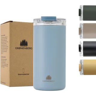 Groenenberg Thermobecher 440 ml | Kaffeebecher to go 100% Auslaufsicher | Hält mind. 4 h warm | Coffee to go Becher aus recyceltem Edelstahl