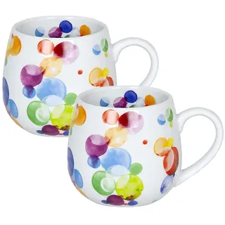 Könitz Porzellan Tassen Set Colourful Cast - Bubbles 2 teilig 400 ml Kaffeetassen Teetassen schönes Becherset