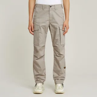 Cargohose G-STAR "Core Regular Cargo", Herren, Gr. 34, Länge 32, beige (toggee, milk dobby), Web, Obermaterial: 88% Baumwolle, 9% Hanf, 3% Elasthan, straight fit lang, Hosen Cargohose