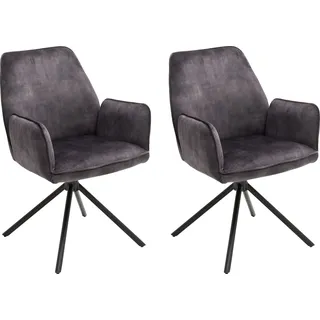 MCA Furniture Esszimmerstuhl »Ottawa mit Armlehne« (Set) 2 Stk.Vintage Veloursoptik mit Keder, Stuhl belastbar bis 120 Kg MCA furniture + Metall schwarz matt lackiert
