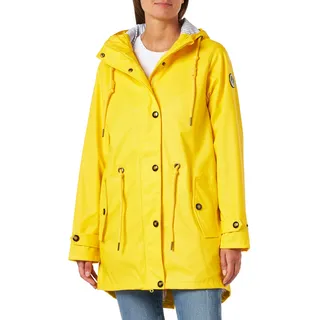 Deproc Active Damen Damen Friesennerz Regenmantel mit Kapuze Wasserdicht Wetterfest Windbreaker Übergangsjack Regenjacke, Gelb, 40 EU