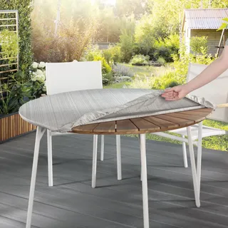 Spanntischdecke Samba Home, grau, 140-160 cm rund, Tischdecke mit Fleckschutz, abwaschbar, für Indoor und Outdoor