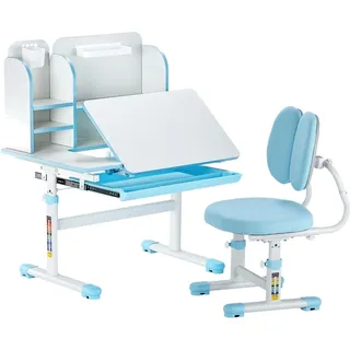 Vevor Kinderschreibtisch und Stuhl Set 54-73 cm 0-40° Neigbar Blau