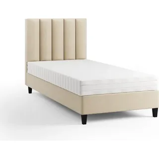 Boxspringbett Polsterbett Einzelbett KONGO ohne Matratze 100 x 200 cm Bett Schlafzimmer Jugendbett Kinderbett Hotelzimmer (Paris 121 - beige) - Beige