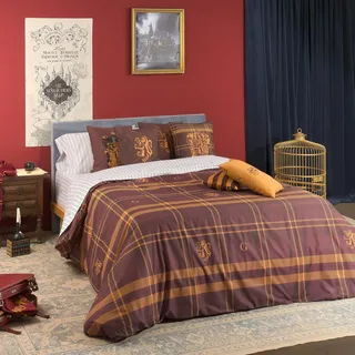 BELUM | Bettbezug Harry Potter, Bettbezug mit Knöpfen 100% Baumwolle, Modell Gryffindor, Bettbezug für 150/160 cm (240 x 220 cm)