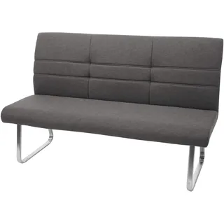Mendler Sitzbank HWC-G55, Esszimmerbank Bank, Stoff/Textil Edelstahl gebürstet ~ grau-braun 160cm