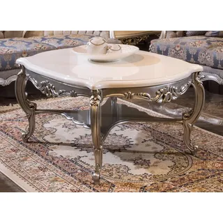 Couchtische Kaffeetisch Holz Beistelltisch Holz Tisch Wohnzimmer Barock Rokoko - Weiß