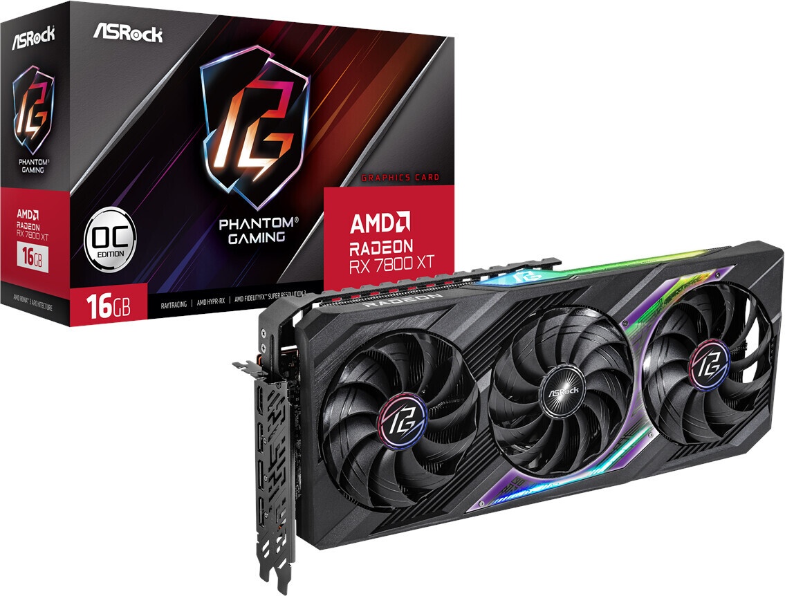 Bild von Radeon RX 7800 XT Phantom Gaming OC PG 16GO 16 GB GDDR6 90-GA4MZZ-00UANF