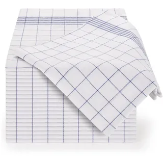Blumtal 10er Set, Premium Geschirrtücher - Hochwertige Geschirrhandtücher, 100% Baumwolle, blau kariert, 50x70cm