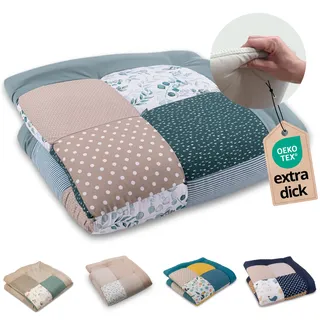 ULLENBOOM Krabbeldecke für Baby 100x100 cm - Dick und weich gepolstert | Außenmaterial: 100% Baumwolle, Alle Materialien OEKO-TEX zertifiziert, Made in EU, Schadstoffgeprüft und waschbar