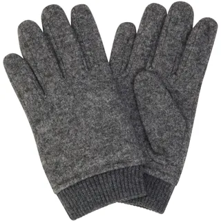 Strickhandschuhe BOSS "Kalsper", Herren, Gr. M-L, medium grau 030, Web, Wollmischung, unifarben, Handschuhe Strickhandschuhe, mit Labelaufnäher aus Leder