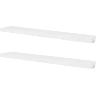 vidaXL Wandbordset 2-teilig 120/20/3,8 cm aus MDF Weiß , Holzwerkstoff , Strukturbuche , Rechteckig , 120x4x20 cm , Wohnzimmer, Regale, Wandregale