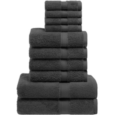 Superior 10-teiliges Handtuch-Set aus ägyptischer Baumwolle, enthält 2 Badetücher, 4 Handtücher, 4 Gesichtshandtücher/Waschlappen, ultraweiche Luxus-Handtücher, dicke Plüsch-Essentials, Gästebad, Spa,