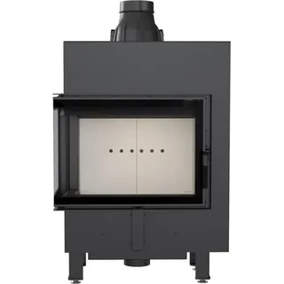 Kamineinsatz aus Stahl KRATKI LUCY SLIM links 8 kW Ø 160 mit Türfeder - Schwarz