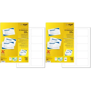 SIGEL LP798 bedruckbare Karten, 100 Stück (10 Blatt A4), hochweiß, abgerundete Ecken, Visitenkarten, Blanko Spielkarten zum Beschriften, glatter Schnitt, 225 g, 85x55 mm, nachhaltiges Papier