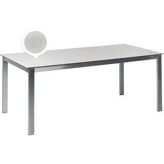 Beliani Gartentisch 180 x 90 x 75 cm Weiß/Silber