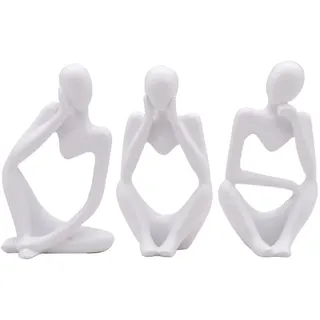 3PCS Denker Skulptur Deko Modern Wohnzimmer, Skulpture Dekoration Wohnzimmer, Statue bücherregal Deko für Regal, Tisch Deko Büro Dekoration Wohnung Modern Sculpture, Figuren Deko Industrial (Weiß)