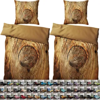 SANILO® Bettwäsche 135x200 cm, 100% feinste Baumwolle, 4-teilig, Bettbezug, Kissenbezug 80x80cm - Rustikal