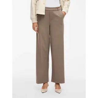 Anzughose VILA "VIVARONE HW WIDE PANT - NOOS", Damen, Gr. 34, N-Gr, grün (falcon), Milano Rib, Obermaterial: 66% Polyester, 28% Viskose, 6% Elasthan, unifarben, relaxed fit knöchellang, Hosen Anzughose, Materialmix, slim fit