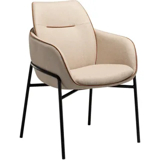 Lomoco Armlehnstuhl , Beige , Metall, Textil , Rundrohr , erweiterbar, Typenauswahl, inklusive Armlehnen , Esszimmer, Stühle, Polsterstühle