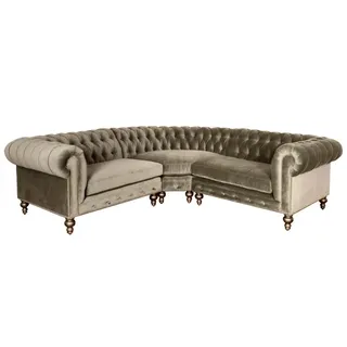 Ecksofa Sofa Couch Wohnlandschaft Eckgarnitur Sofas Couchen Chesterfield Silber - Silber