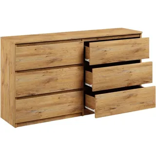 roe furniture Kommode mit 6 Schubladen 138 x 77 x 77 cm Braun