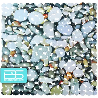 Brandsseller Duschmatte rutschfest 53x53 cm – PVC Duscheinlage mit Saugnäpfen, waschbar, antibakteriell & schimmelresistent – Antirutschmatte für Dusche – Design: Steine