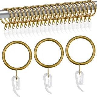 TSKDKIT 50 Stück Metall Gardinenringe Mit Kunststoffhaken, Vorhänge Hängend Ringe 30mm Innendurchmesser, Vorhangringe Mit Haken, Duschvorhangringe für Fenstervorhang Bettvorhang