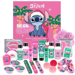 MAD Beauty – Disney STITCH Adventskalender mit 24 Kosmetik Produkten, Wellness Adventskalender für Frauen & Mädchen mit Gesichtsmaske, Bodylotion, Haargummi, Nagelfeile – Weihnachtskalender Beauty