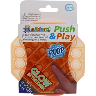 alldoro 63067 Play Silikon Fidget Spielzeug ca. 12 cm achteckig, Pop it Anti Stress Fingerspielzeug, Bubble Push für Stressabbau, für Kinder und Erwachsene, Glow in The Dark Orange